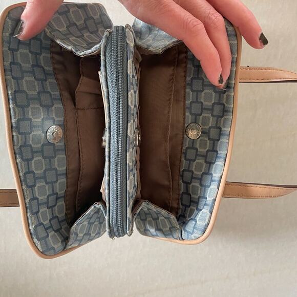 Nine West Geometric Print Blue/Ivory Fabric Mini Bag/Wallet/Purse, Retro, Y2K - Picture 7 of 9